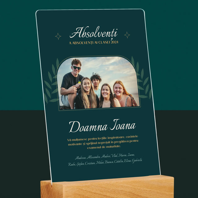 Monogramă: Profesor Vă Mulțumesc - Imprimare Pe Sticlă Acrilică (Verticală)