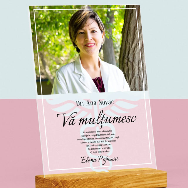 Fotografie Si Semnătură: Doctore Vă Mulțumesc - Imprimare Pe Sticlă Acrilică (Verticală)