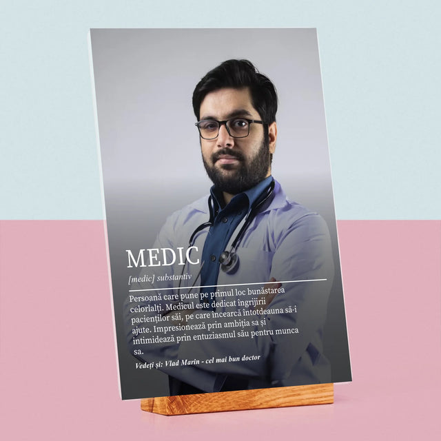 Fotografie Si Semnătură: Definiția Medicului - Imprimare Pe Sticlă Acrilică (Verticală)