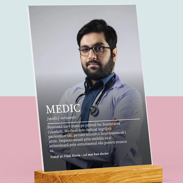 Fotografie Si Semnătură: Definiția Medicului - Imprimare Pe Sticlă Acrilică (Verticală)