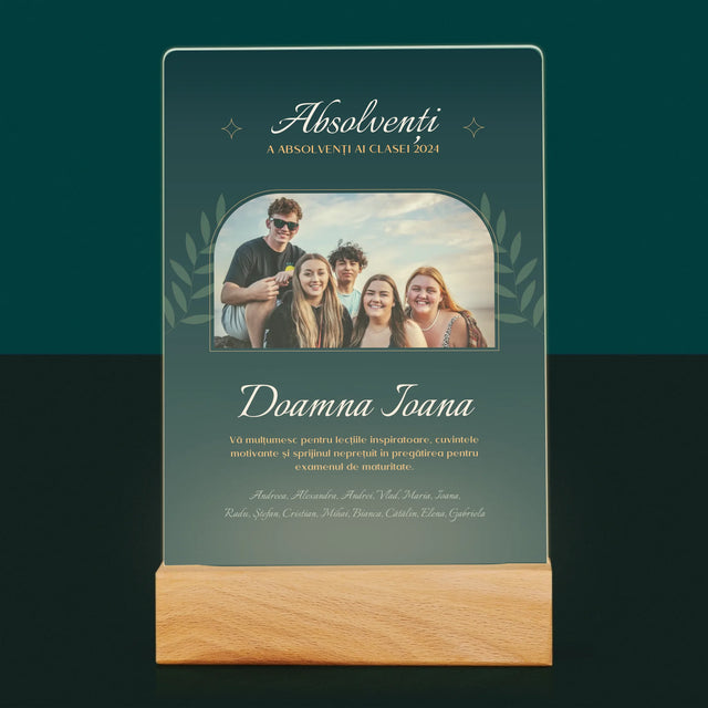 Monogramă: Profesor Vă Mulțumesc - Imprimare Pe Sticlă Acrilică (Verticală)