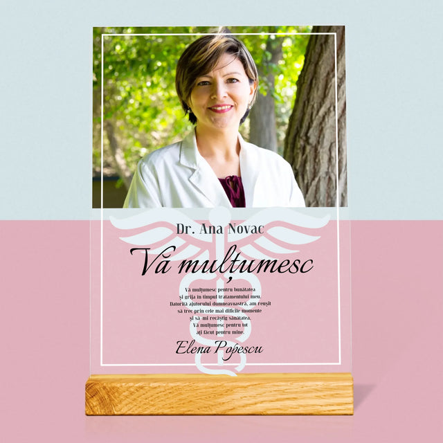 Fotografie Si Semnătură: Doctore Vă Mulțumesc - Imprimare Pe Sticlă Acrilică (Verticală)