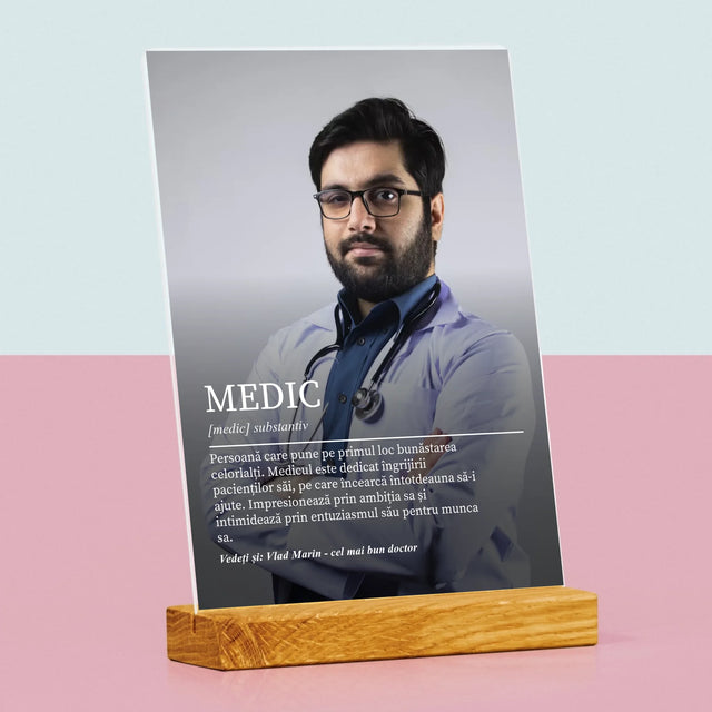 Fotografie Si Semnătură: Definiția Medicului - Imprimare Pe Sticlă Acrilică (Verticală)