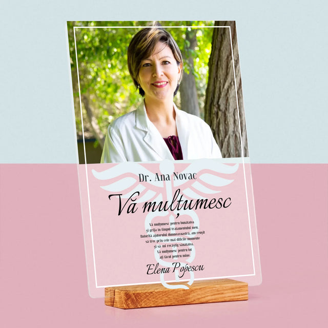 Fotografie Si Semnătură: Doctore Vă Mulțumesc - Imprimare Pe Sticlă Acrilică (Verticală)
