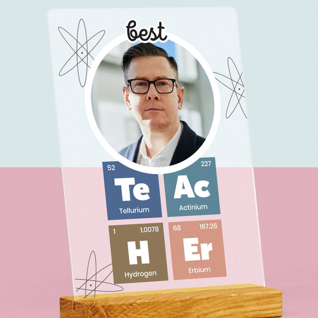 Fotografie Si Semnătură: Teacher Elemente Chimice - Imprimare Pe Sticlă Acrilică (Verticală)