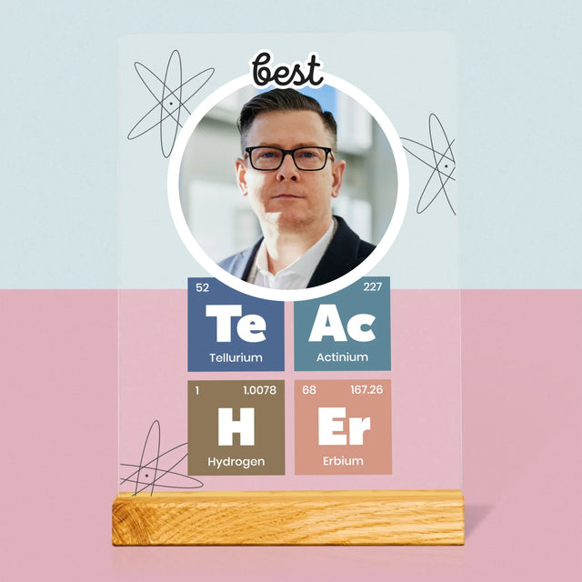 Fotografie Si Semnătură: Teacher Elemente Chimice - Imprimare Pe Sticlă Acrilică (Verticală)