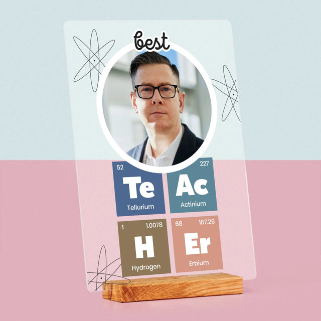 Fotografie Si Semnătură: Teacher Elemente Chimice - Imprimare Pe Sticlă Acrilică (Verticală)