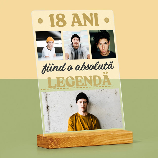 Colaj De Fotografii: 18 Ani Fiind O Legendă - Imprimare Pe Sticlă Acrilică (Verticală)