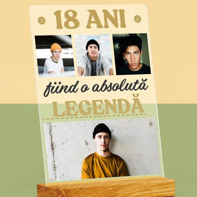Colaj De Fotografii: 18 Ani Fiind O Legendă - Imprimare Pe Sticlă Acrilică (Verticală)