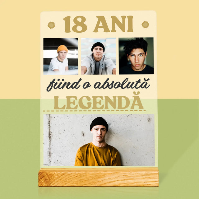 Colaj De Fotografii: 18 Ani Fiind O Legendă - Imprimare Pe Sticlă Acrilică (Verticală)