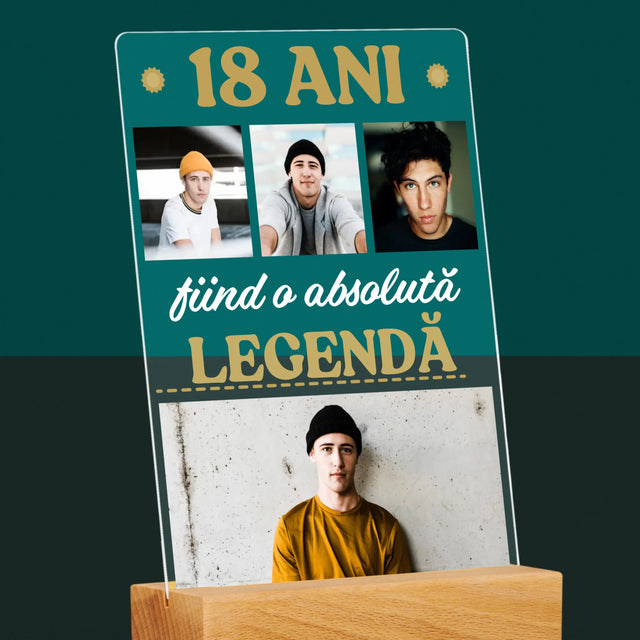 Colaj De Fotografii: 18 Ani Fiind O Legendă - Imprimare Pe Sticlă Acrilică (Verticală)