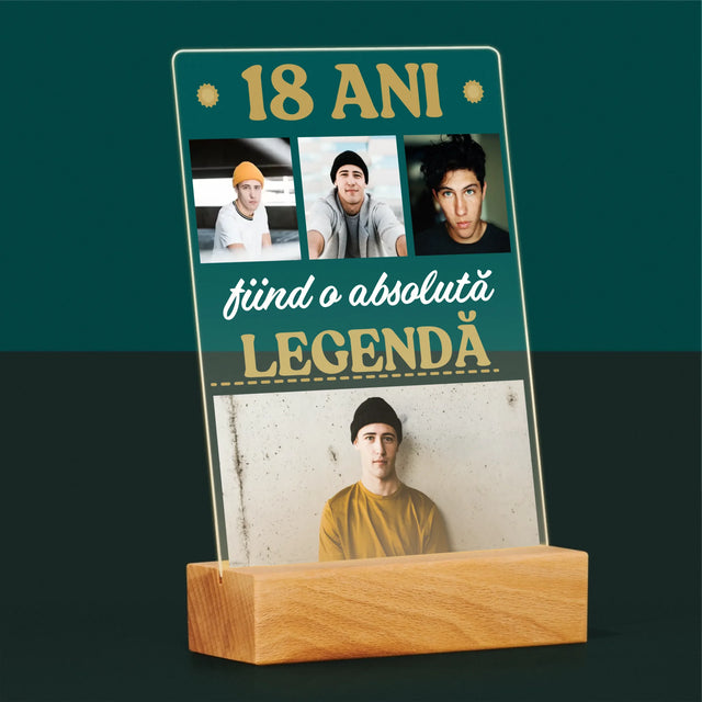 Colaj De Fotografii: 18 Ani Fiind O Legendă - Imprimare Pe Sticlă Acrilică (Verticală)