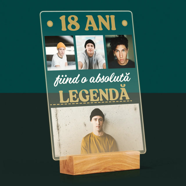 Colaj De Fotografii: 18 Ani Fiind O Legendă - Imprimare Pe Sticlă Acrilică (Verticală)