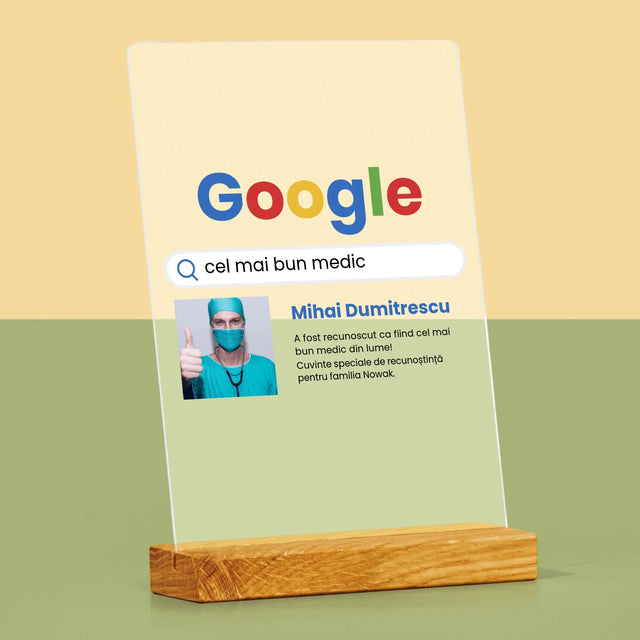 Fotografie Si Semnătură: Cel Mai Bun Medic Rezultat Google - Imprimare Pe Sticlă Acrilică (Verticală)