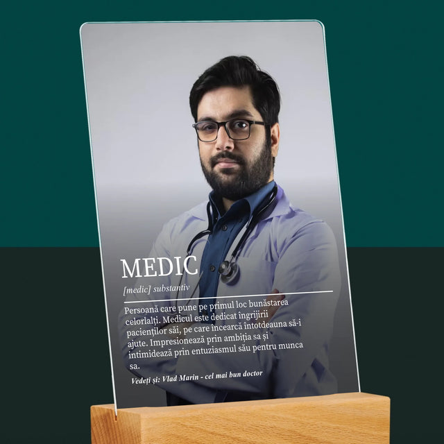 Fotografie Si Semnătură: Definiția Medicului - Imprimare Pe Sticlă Acrilică (Verticală)