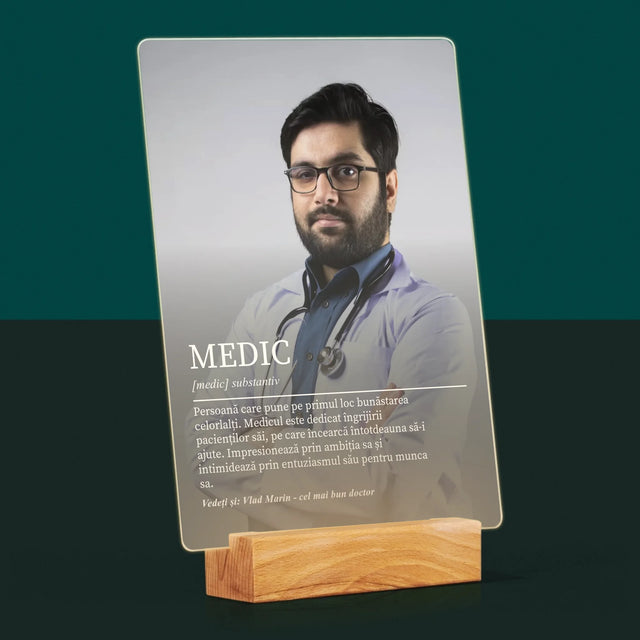 Fotografie Si Semnătură: Definiția Medicului - Imprimare Pe Sticlă Acrilică (Verticală)