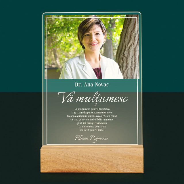 Fotografie Si Semnătură: Doctore Vă Mulțumesc - Imprimare Pe Sticlă Acrilică (Verticală)