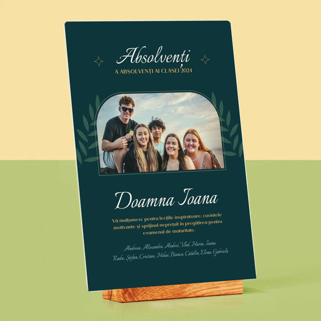 Monogramă: Profesor Vă Mulțumesc - Imprimare Pe Sticlă Acrilică (Verticală)