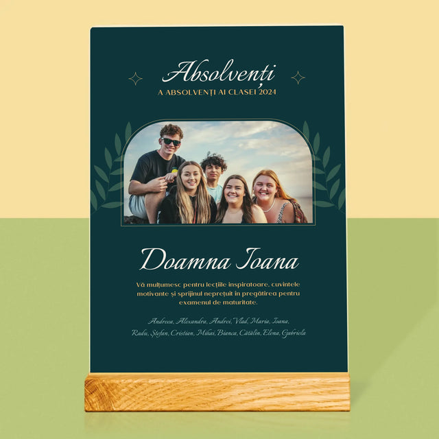 Monogramă: Profesor Vă Mulțumesc - Imprimare Pe Sticlă Acrilică (Verticală)