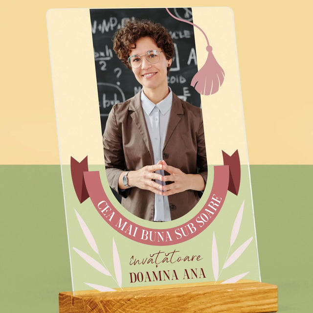 Fotografie Si Semnătură: Cea Mai Bună Învățătoare Sub Soare - Imprimare Pe Sticlă Acrilică (Verticală)