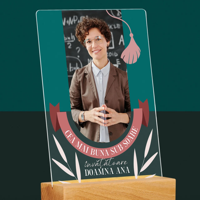 Fotografie Si Semnătură: Cea Mai Bună Învățătoare Sub Soare - Imprimare Pe Sticlă Acrilică (Verticală)