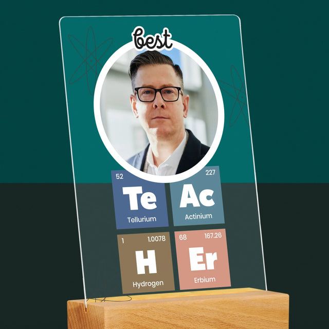 Fotografie Si Semnătură: Teacher Elemente Chimice - Imprimare Pe Sticlă Acrilică (Verticală)