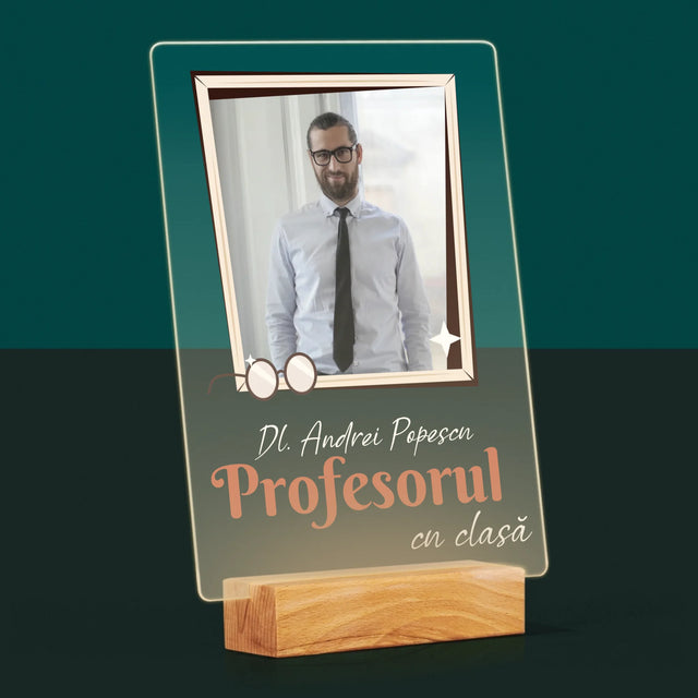 Fotografie Si Semnătură: Profesorul Cu Clasă - Imprimare Pe Sticlă Acrilică (Verticală)