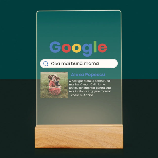 Fotografie Si Semnătură: Cea Mai Bună Mamă Rezultat Google - Imprimare Pe Sticlă Acrilică (Verticală)