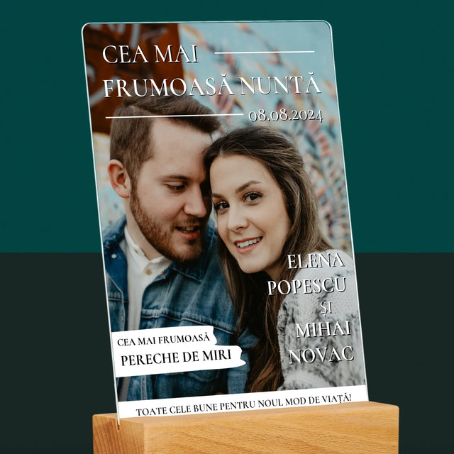 Copertă Derevistă: Cea Mai Frumoasă Nuntă - Imprimare Pe Sticlă Acrilică (Verticală)