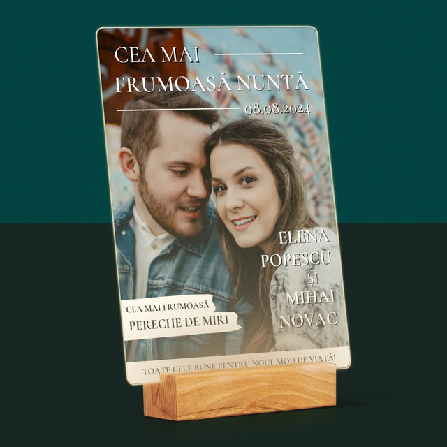 Copertă Derevistă: Cea Mai Frumoasă Nuntă - Imprimare Pe Sticlă Acrilică (Verticală)