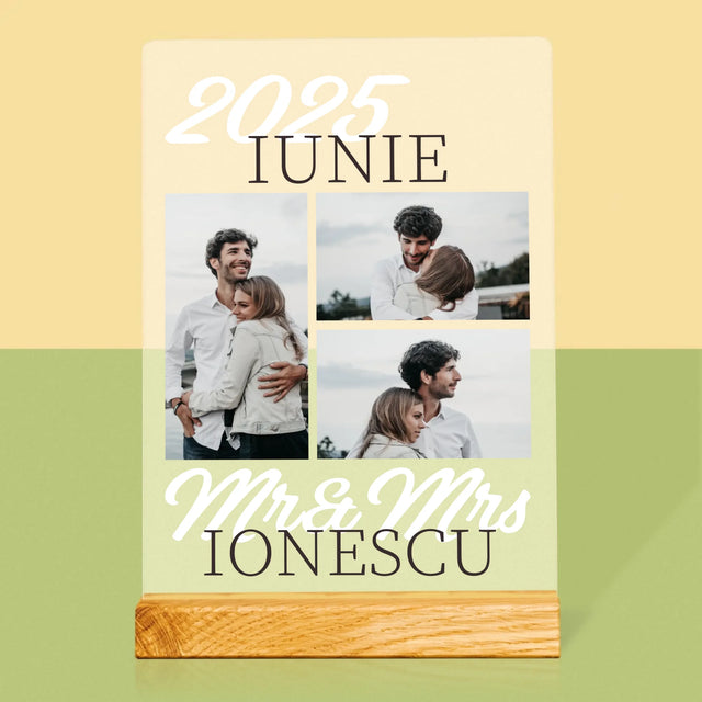 Colaj De Fotografii: Mr&Mrs Data - Imprimare Pe Sticlă Acrilică (Verticală)
