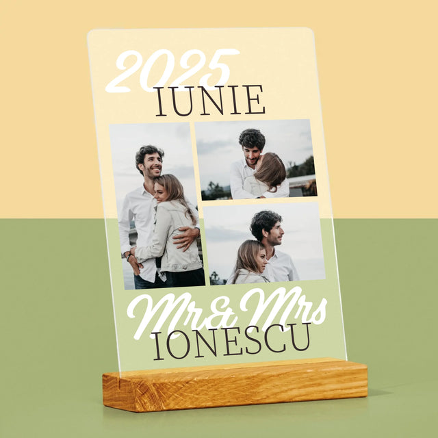 Colaj De Fotografii: Mr&Mrs Data - Imprimare Pe Sticlă Acrilică (Verticală)