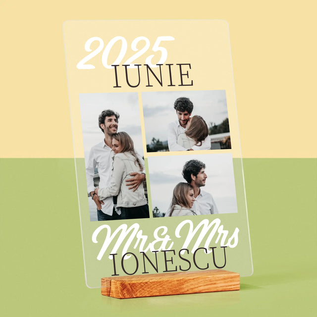 Colaj De Fotografii: Mr&Mrs Data - Imprimare Pe Sticlă Acrilică (Verticală)