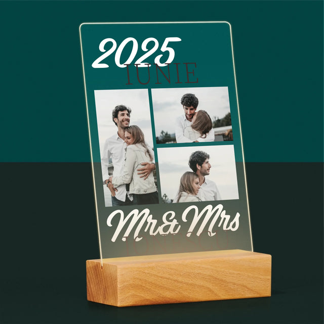 Colaj De Fotografii: Mr&Mrs Data - Imprimare Pe Sticlă Acrilică (Verticală)