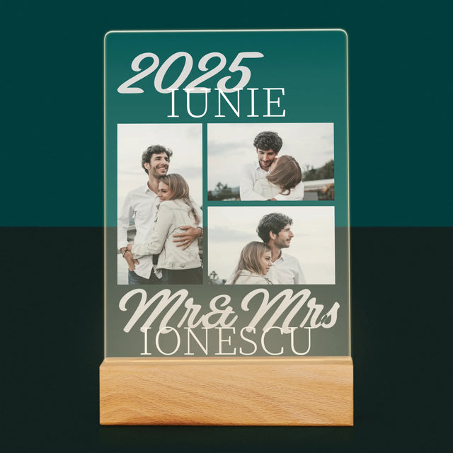 Colaj De Fotografii: Mr&Mrs Data - Imprimare Pe Sticlă Acrilică (Verticală)