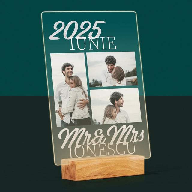 Colaj De Fotografii: Mr&Mrs Data - Imprimare Pe Sticlă Acrilică (Verticală)