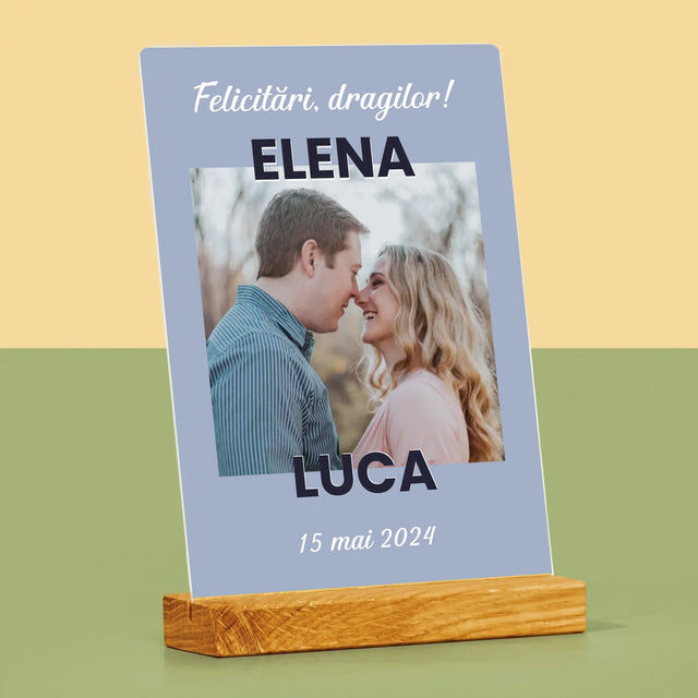 Fotografie Si Semnătură: Felicitări De Nuntă - Imprimare Pe Sticlă Acrilică (Verticală)