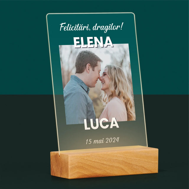 Fotografie Si Semnătură: Felicitări De Nuntă - Imprimare Pe Sticlă Acrilică (Verticală)