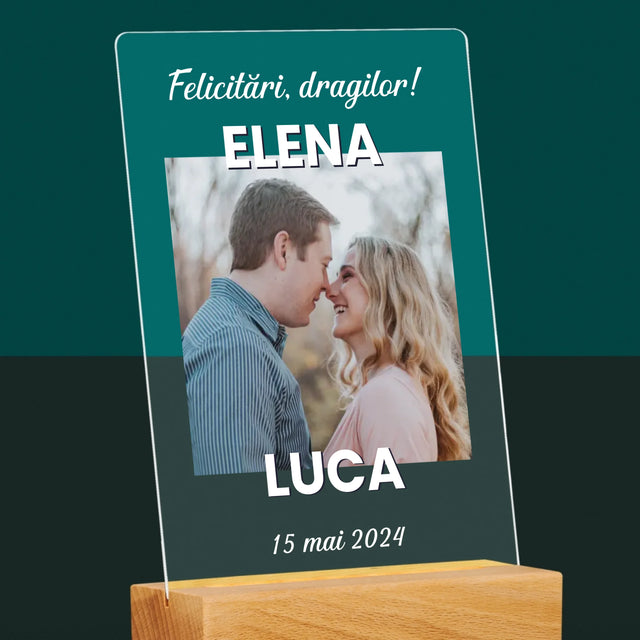 Fotografie Si Semnătură: Felicitări De Nuntă - Imprimare Pe Sticlă Acrilică (Verticală)