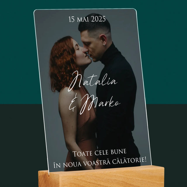 Fotografie Si Semnătură: Urări Fotografie De Nuntă - Imprimare Pe Sticlă Acrilică (Verticală)