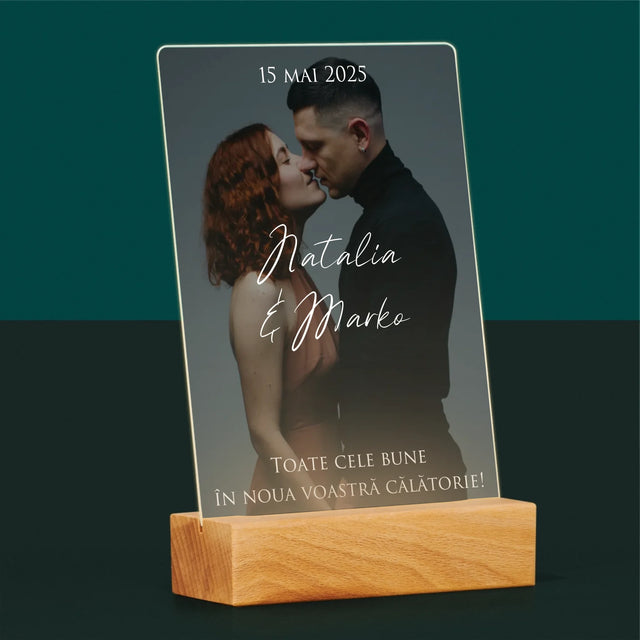 Fotografie Si Semnătură: Urări Fotografie De Nuntă - Imprimare Pe Sticlă Acrilică (Verticală)