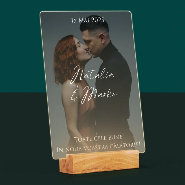 Fotografie Si Semnătură: Urări Fotografie De Nuntă - Imprimare Pe Sticlă Acrilică (Verticală)