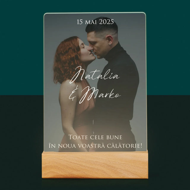 Fotografie Si Semnătură: Urări Fotografie De Nuntă - Imprimare Pe Sticlă Acrilică (Verticală)