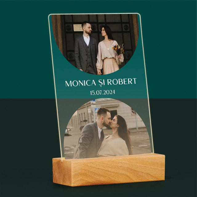 Colaj De Fotografii: Data Nunții - Imprimare Pe Sticlă Acrilică (Verticală)