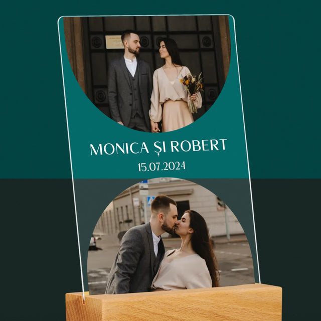 Colaj De Fotografii: Data Nunții - Imprimare Pe Sticlă Acrilică (Verticală)