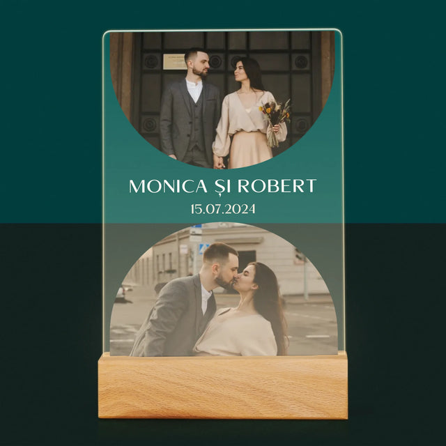 Colaj De Fotografii: Data Nunții - Imprimare Pe Sticlă Acrilică (Verticală)