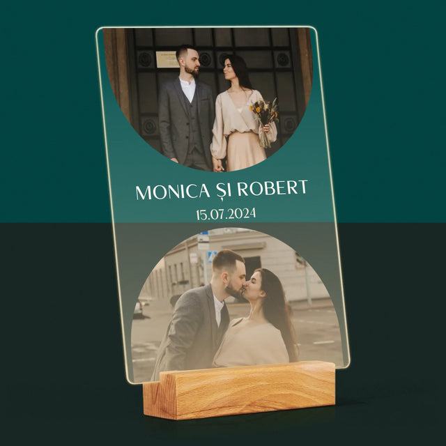 Colaj De Fotografii: Data Nunții - Imprimare Pe Sticlă Acrilică (Verticală)