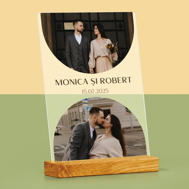 Colaj De Fotografii: Data Nunții - Imprimare Pe Sticlă Acrilică (Verticală)