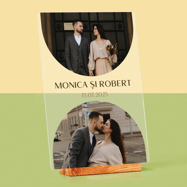 Colaj De Fotografii: Data Nunții - Imprimare Pe Sticlă Acrilică (Verticală)