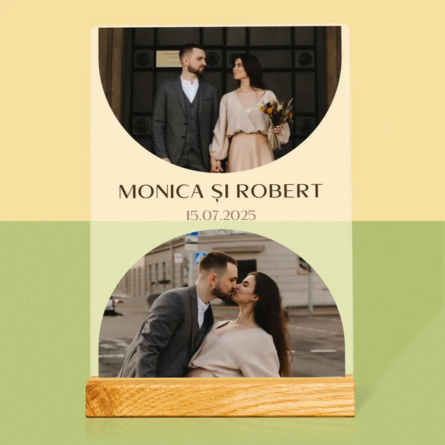 Colaj De Fotografii: Data Nunții - Imprimare Pe Sticlă Acrilică (Verticală)